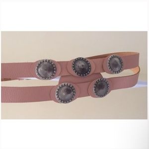 Gail Labelle Southwestern Leather Belt Vintage Belt Leather Beige Silver